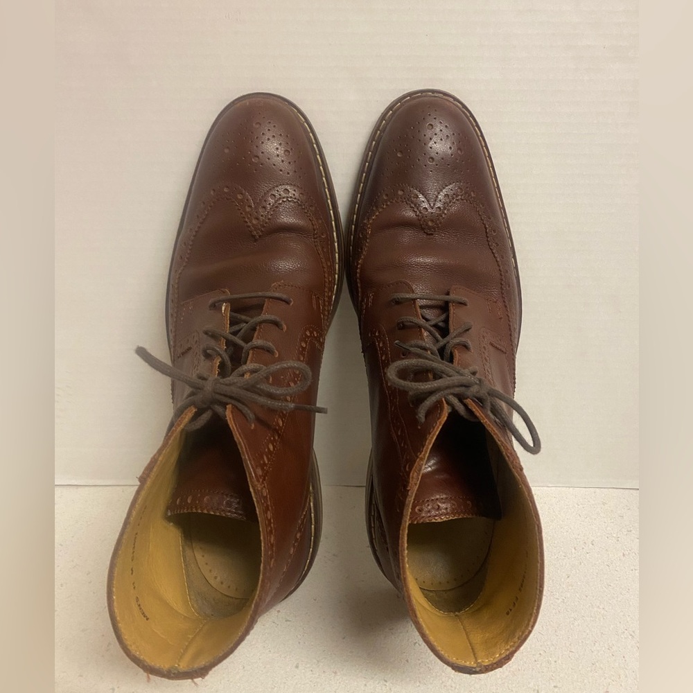 Cole Haan Men's Brown Leather Wingtip Lace-Up Oxford Boots - Picture 4 of 12